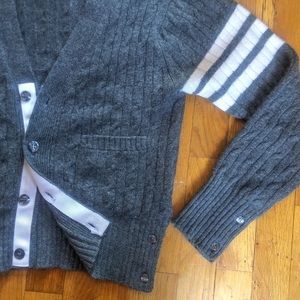 Thom Browne grey cashmere cardigan